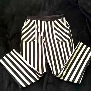Blackmilk ringleader Black and White striped cuffed pants M